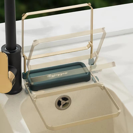 🧽 Support d’évier pliable multifonction : Filtre à déchets et porte-éponge pratique